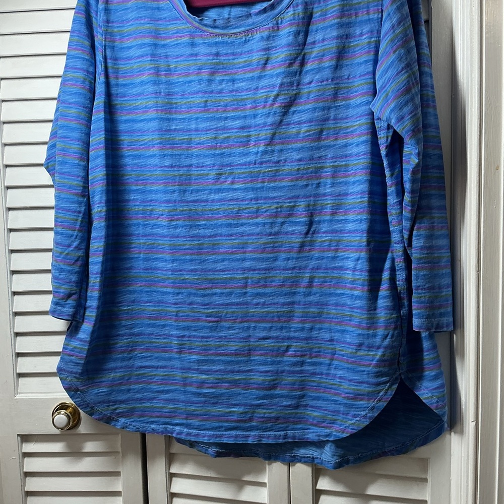 Fresh Produce Striped Blue Women's Top size Large